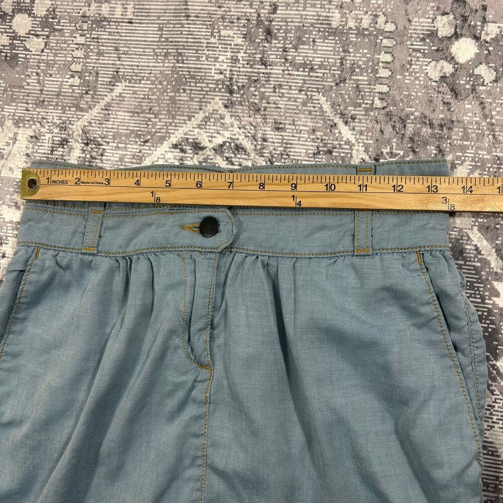 LUX Chambray Denim Mini Skirt Size 2 High Rise Double Button + Belt Loop - Picture 7 of 8